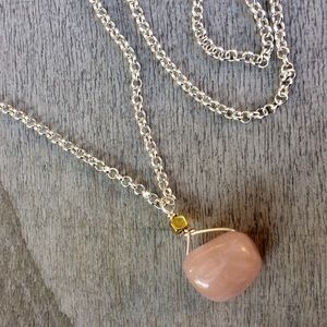 Pink Beryl Morganite Pendant Necklace Silver 925